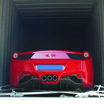 Ferrari in container secure with Cordstrap lashing