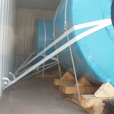 Steel coil secured in container with Cordstrap lashing