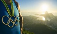 Aerial shot Rio and Olympic logo