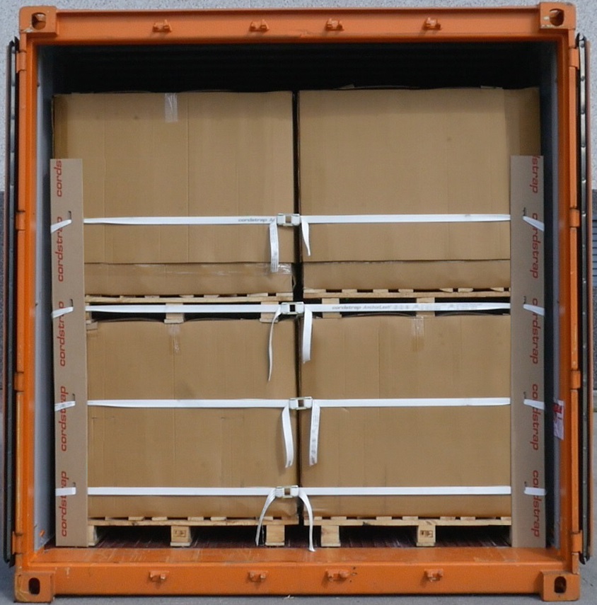 Cordstrap AnchorLash Straps Securing Carton Boxes in Container