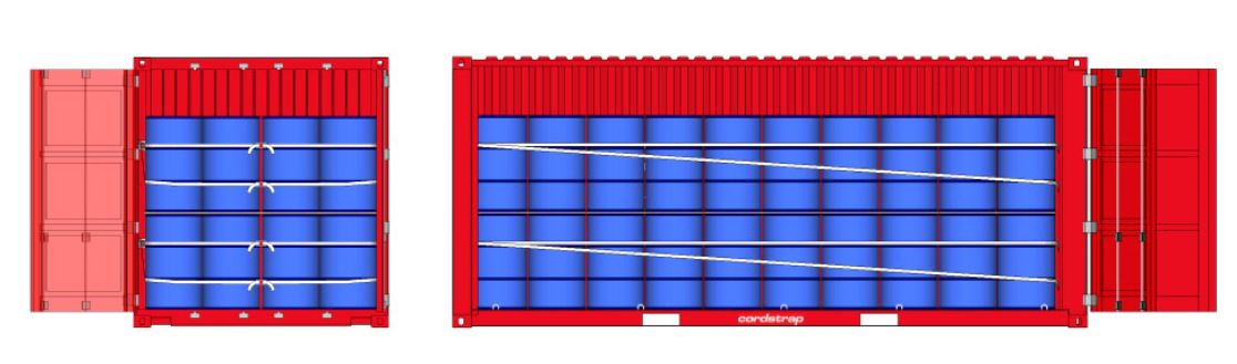 CornerLash Drums 20ft Rear and Side View Container
