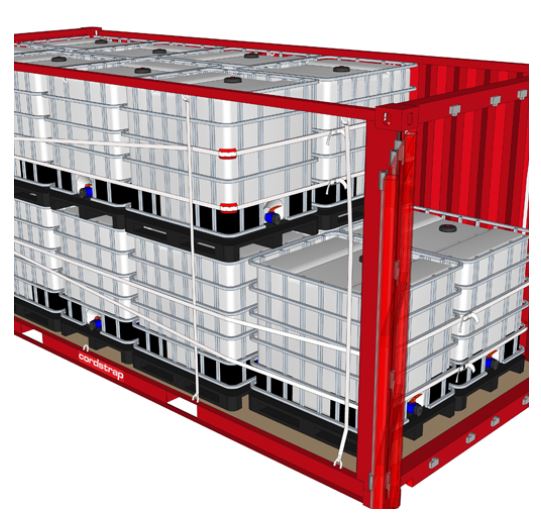 CornerLash Securing IBC in shipping container
