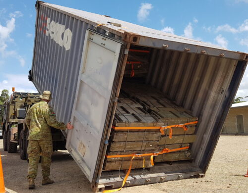 Caterpillar Machinery on Flat Rack with Cordlash Woven Lashing Cordlash200